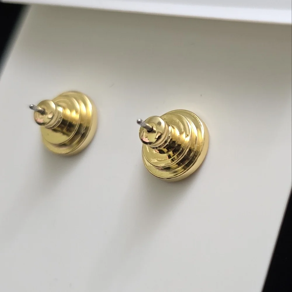 Tory Burch Gold & Navy Logo Stud Earrings